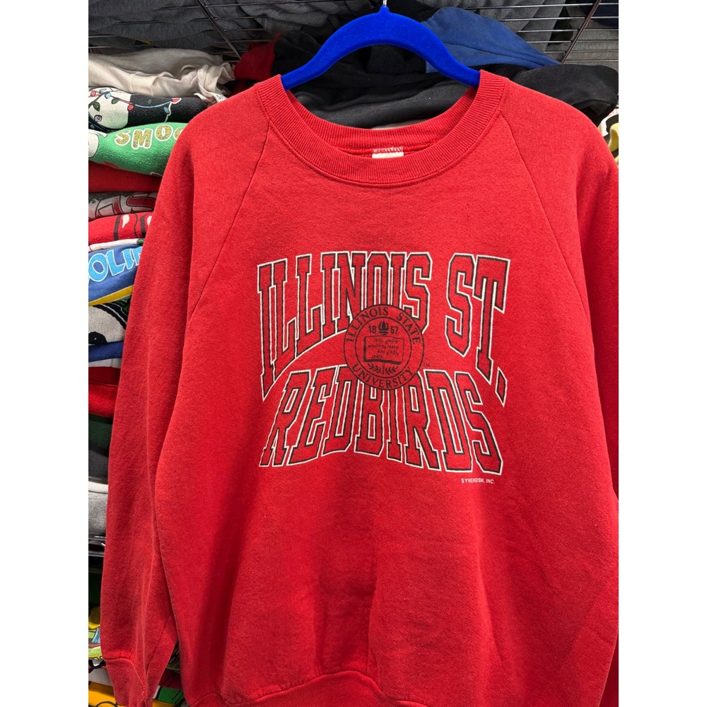Vintage Illinois State Redbirds Sweatshirt Fruit of the Loom Red Mens Large USA